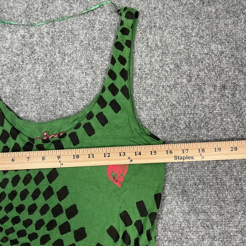 Desigual Tank Dress Size Large Assymetrical Hem Beaded Checkered Print Colorful - Picture 8 of 11